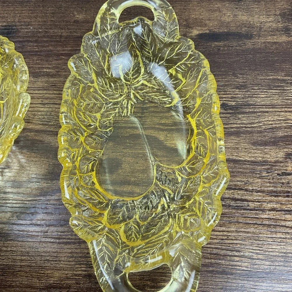 Tiara Indiana Yellow Mist Sweet Pear Bowl 6.25 And Relish Bowl Is 9.5 X 4.5